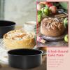 E-far 9.5 Inch Cake Pan Set of 3, Nonstick Round Baking Layer Cake Pans, Stainless Steel Core & Non-Toxic Coating, 2 Inch Deep (Black)(6 Inches)