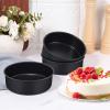 E-far 9.5 Inch Cake Pan Set of 3, Nonstick Round Baking Layer Cake Pans, Stainless Steel Core & Non-Toxic Coating, 2 Inch Deep (Black)(6 Inches)