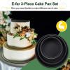 E-far 9.5 Inch Cake Pan Set of 3, Nonstick Round Baking Layer Cake Pans, Stainless Steel Core & Non-Toxic Coating, 2 Inch Deep (Black)(6-8-9.5 Inches)