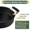 E-far 9.5 Inch Cake Pan Set of 3, Nonstick Round Baking Layer Cake Pans, Stainless Steel Core & Non-Toxic Coating, 2 Inch Deep (Black)(6-8-9.5 Inches)