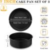 E-far 9.5 Inch Cake Pan Set of 3, Nonstick Round Baking Layer Cake Pans, Stainless Steel Core & Non-Toxic Coating, 2 Inch Deep (Black)(7 Inches)