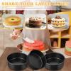 E-far 9.5 Inch Cake Pan Set of 3, Nonstick Round Baking Layer Cake Pans, Stainless Steel Core & Non-Toxic Coating, 2 Inch Deep (Black)(7 Inches)