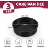 E-far 9.5 Inch Cake Pan Set of 3, Nonstick Round Baking Layer Cake Pans, Stainless Steel Core & Non-Toxic Coating, 2 Inch Deep (Black)(8 Inches)