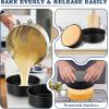 E-far 9.5 Inch Cake Pan Set of 3, Nonstick Round Baking Layer Cake Pans, Stainless Steel Core & Non-Toxic Coating, 2 Inch Deep (Black)(9 Inches)