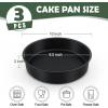 E-far 9.5 Inch Cake Pan Set of 3, Nonstick Round Baking Layer Cake Pans, Stainless Steel Core & Non-Toxic Coating, 2 Inch Deep (Black)(9.5 Inches)