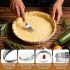 E-far 9.5 Inch Tart Pan, Stainless Steel Pie Quiche Pan Baking Dish for Oven, Reusable Pie Plate Tin with Fluted Edge & Seamless Bottom, No Leakage and Dishwasher Safe, Mirror Silver(2)