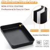 E-far Baking Pan with Lid, 9.75 x 12.5 x 2 Inch Nonstick Rectangle Cake Pans with Covers, 2 Sheet Pans Bakeware and 2 Lids for Brownies Cakes, Non-toxic & Stainless Steel Core, 2 Inch Deep(12.4×9.6×2 Inches)