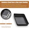 E-far Baking Pan with Lid, 9.75 x 12.5 x 2 Inch Nonstick Rectangle Cake Pans with Covers, 2 Sheet Pans Bakeware and 2 Lids for Brownies Cakes, Non-toxic & Stainless Steel Core, 2 Inch Deep(10.4x8x2 Inches)