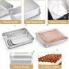 E-far Baking Pan with Lid(12.4/10.4/9.4 inch), Stainless Steel Rectangular Sheet Cake Pans with Cover, Metal Bakeware Sets for Lasagna Casseroles Brownie, Non-toxic & Dishwasher Safe – 3 Pans + 3 Lids