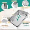 E-far Baking Pans Set of 3, Stainless Steel Sheet Cake Pan for Oven – 12.5/10.5/9.4Inch, Rectangle Bakeware Set for Cake Lasagna Brownie Casserole Cookie, Non-toxic & Healthy, Dishwasher Safe(Corrugated bottom)