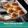 E-far Baking Pans Set of 3, Stainless Steel Sheet Cake Pan for Oven – 12.5/10.5/9.4Inch, Rectangle Bakeware Set for Cake Lasagna Brownie Casserole Cookie, Non-toxic & Healthy, Dishwasher Safe(Corrugated bottom)
