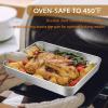 E-far Baking Pans Set of 3, Stainless Steel Sheet Cake Pan for Oven – 12.5/10.5/9.4Inch, Rectangle Bakeware Set for Cake Lasagna Brownie Casserole Cookie, Non-toxic & Healthy, Dishwasher Safe(Flat bottom)