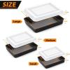 E-far Baking Pans with Lids Set of 3, Nonstick Sheet Cake Pan for Oven Lasagna Brownie Casserole – 12.5/10.5/9.4Inch, Rectangle Metal Bakeware Set, Stainless Steel Core – 6 Pieces(3 Pans + 3 Covers)