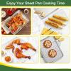 E-far Baking Sheet with Cooling Rack Set (3 Pans + 3 Racks), 16/12.5/9.3 Inch Stainless Steel Cookie Sheets Baking Pans and Wire Rack for Oven, Non Toxic & Easy Clean