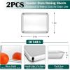 E-far Baking Sheet with Wire Rack (2 Pans + 2 Racks), Stainless Steel Cookie Sheets Pan & Cooling Rack for Baking Cookies Cake, Non Toxic & Heavy Duty, Oven & Dishwasher Safe, 12.4 x 9.7 x 1 Inch(9.4”x7.3”)