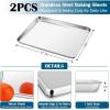 E-far Baking Sheet with Wire Rack (2 Pans + 2 Racks), Stainless Steel Cookie Sheets Pan & Cooling Rack for Baking Cookies Cake, Non Toxic & Heavy Duty, Oven & Dishwasher Safe, 12.4 x 9.7 x 1 Inch(17.7”x13”)