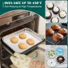 E-far Baking Sheet with Wire Rack (2 Pans + 2 Racks), Stainless Steel Cookie Sheets Pan & Cooling Rack for Baking Cookies Cake, Non Toxic & Heavy Duty, Oven & Dishwasher Safe, 12.4 x 9.7 x 1 Inch(9.4”x7.3”)