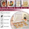 E-far Baking Sheet with Wire Rack (2 Pans + 2 Racks), Stainless Steel Cookie Sheets Pan & Cooling Rack for Baking Cookies Cake, Non Toxic & Heavy Duty, Oven & Dishwasher Safe, 12.4 x 9.7 x 1 Inch(16”x12”)