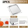 E-far Baking Sheet with Wire Rack (2 Pans + 2 Racks), Stainless Steel Cookie Sheets Pan & Cooling Rack for Baking Cookies Cake, Non Toxic & Heavy Duty, Oven & Dishwasher Safe, 12.4 x 9.7 x 1 Inch(12.4”x9.7”)