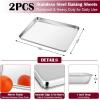 E-far Baking Sheet with Wire Rack (2 Pans + 2 Racks), Stainless Steel Cookie Sheets Pan & Cooling Rack for Baking Cookies Cake, Non Toxic & Heavy Duty, Oven & Dishwasher Safe, 12.4 x 9.7 x 1 Inch(16”x12”)
