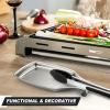 E-far Black Spoon Rest for Stove Top, 2-Piece Stainless Steel Spoon Holder for Kitchen Counter, Spatula Ladle Utensils Rest, Heavy Duty & Large Size, Dishwasher Safe(8.5 x 4.3 Inch)(Silver)