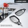 E-far Black Spoon Rest for Stove Top, 2-Piece Stainless Steel Spoon Holder for Kitchen Counter, Spatula Ladle Utensils Rest, Heavy Duty & Large Size, Dishwasher Safe(8.5 x 4.3 Inch)(Black)