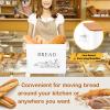 E-far Bread Box for Kitchen Countertop, Metal Bread Storage Container Bin with Bamboo Lid for Cutting Bread, Extra Large & Farmhouse Style, 13” x 7.2” x9.8”, Black(White)