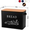 E-far Bread Box for Kitchen Countertop, Metal Bread Storage Container Bin with Bamboo Lid for Cutting Bread, Extra Large & Farmhouse Style, 13” x 7.2” x9.8”, Black(Black)