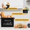 E-far Bread Box for Kitchen Countertop, Metal Bread Storage Container Bin with Bamboo Lid for Cutting Bread, Extra Large & Farmhouse Style, 13” x 7.2” x9.8”, Black(Black)