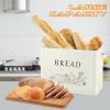 E-far Bread Box for Kitchen Countertop, Metal Bread Storage Container Bin with Bamboo Lid for Cutting Bread, Extra Large & Farmhouse Style, 13” x 7.2” x9.8”, Black(Cream)
