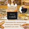 E-far Bread Box for Kitchen Countertop, Metal Bread Storage Container Bin with Bamboo Lid for Cutting Bread, Extra Large & Farmhouse Style, 13” x 7.2” x9.8”, Black(Black)