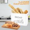 E-far Bread Box for Kitchen Countertop, Metal Bread Storage Container Bin with Bamboo Lid for Cutting Bread, Extra Large & Farmhouse Style, 13” x 7.2” x9.8”, Black(White)