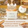 E-far Bread Box for Kitchen Countertop, Metal Bread Storage Container Bin with Bamboo Lid for Cutting Bread, Extra Large & Farmhouse Style, 13” x 7.2” x9.8”, Black(Cream)