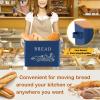 E-far Bread Box for Kitchen Countertop, Metal Bread Storage Container Bin with Bamboo Lid for Cutting Bread, Extra Large & Farmhouse Style, 13” x 7.2” x9.8”, Black(Navy Blue)