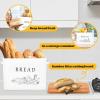 E-far Bread Box for Kitchen Countertop, Metal Bread Storage Container Bin with Bamboo Lid for Cutting Bread, Extra Large & Farmhouse Style, 13” x 7.2” x9.8”, Black(White)