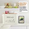 E-far Bread Box for Kitchen Countertop, Metal Bread Storage Container Bin with Bamboo Lid for Cutting Bread, Extra Large & Farmhouse Style, 13” x 7.2” x9.8”, Black(Cream)