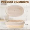 E-far Bread Proofing Basket Set of 2, 9 Inch Round Dough Bowls for Rising, Sourdough Bread Baking Supplies with Liners for Home and Professional Baking(Oval)