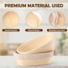 E-far Bread Proofing Basket Set of 2, 9 Inch Round Dough Bowls for Rising, Sourdough Bread Baking Supplies with Liners for Home and Professional Baking(Oval)