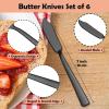 E-far Butter Spreader Knife Set of 6, 7-Inch Stainless Steel Cheese Dessert Knives for Kitchen Restaurant Party, Mirror Silver(Matte Black)