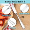 E-far Butter Spreader Knife Set of 6, 7-Inch Stainless Steel Cheese Dessert Knives for Kitchen Restaurant Party, Mirror Silver(Mirror Silver)