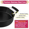 E-far Cake Pan Set of 4 (4 inch/6 inch/8 inch/9½ inch), Nonstick Round Baking Cake Pans for Tier Birthday Wedding Cake, Stainless Steel Core & Non-Toxic Coating, 2 Inch Deep (Black)