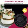 E-far Cake Pan Set of 4 (4 inch/6 inch/8 inch/9½ inch), Nonstick Round Baking Cake Pans for Tier Birthday Wedding Cake, Stainless Steel Core & Non-Toxic Coating, 2 Inch Deep (Black)