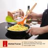 E-far Cooking Utensils Set of 6, Silicone Kitchen Utensils with Wooden Handle, Non-stick Cookware Friendly & Heat Resistant, Includes Spatula/Ladle/Slotted Turner/Serving Spoon/Spaghetti Server(Gray)(Multicolor)