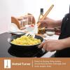 E-far Cooking Utensils Set of 6, Silicone Kitchen Utensils with Wooden Handle, Non-stick Cookware Friendly & Heat Resistant, Includes Spatula/Ladle/Slotted Turner/Serving Spoon/Spaghetti Server(Gray)(White)