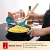 E-far Cooking Utensils Set of 6, Silicone Kitchen Utensils with Wooden Handle, Non-stick Cookware Friendly & Heat Resistant, Includes Spatula/Ladle/Slotted Turner/Serving Spoon/Spaghetti Server(Gray)(Teal Blue)