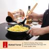 E-far Cooking Utensils Set of 6, Silicone Kitchen Utensils with Wooden Handle, Non-stick Cookware Friendly & Heat Resistant, Includes Spatula/Ladle/Slotted Turner/Serving Spoon/Spaghetti Server(Gray)(Black)