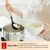 E-far Cooking Utensils Set of 6, Silicone Kitchen Utensils with Wooden Handle, Non-stick Cookware Friendly & Heat Resistant, Includes Spatula/Ladle/Slotted Turner/Serving Spoon/Spaghetti Server(Gray)(Black)