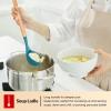 E-far Cooking Utensils Set of 6, Silicone Kitchen Utensils with Wooden Handle, Non-stick Cookware Friendly & Heat Resistant, Includes Spatula/Ladle/Slotted Turner/Serving Spoon/Spaghetti Server(Gray)(Teal Blue)
