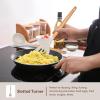 E-far Cooking Utensils Set of 6, Silicone Kitchen Utensils with Wooden Handle, Non-stick Cookware Friendly & Heat Resistant, Includes Spatula/Ladle/Slotted Turner/Serving Spoon/Spaghetti Server(Gray)(Khaki)