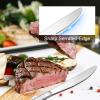 E-far Dinner Knives Set of 12, Stainless Steel Hammered Serrated Table Knife for Home Kitchen Restaurant, Mirror Polished & Dishwasher safe-8.9 Inches(6)